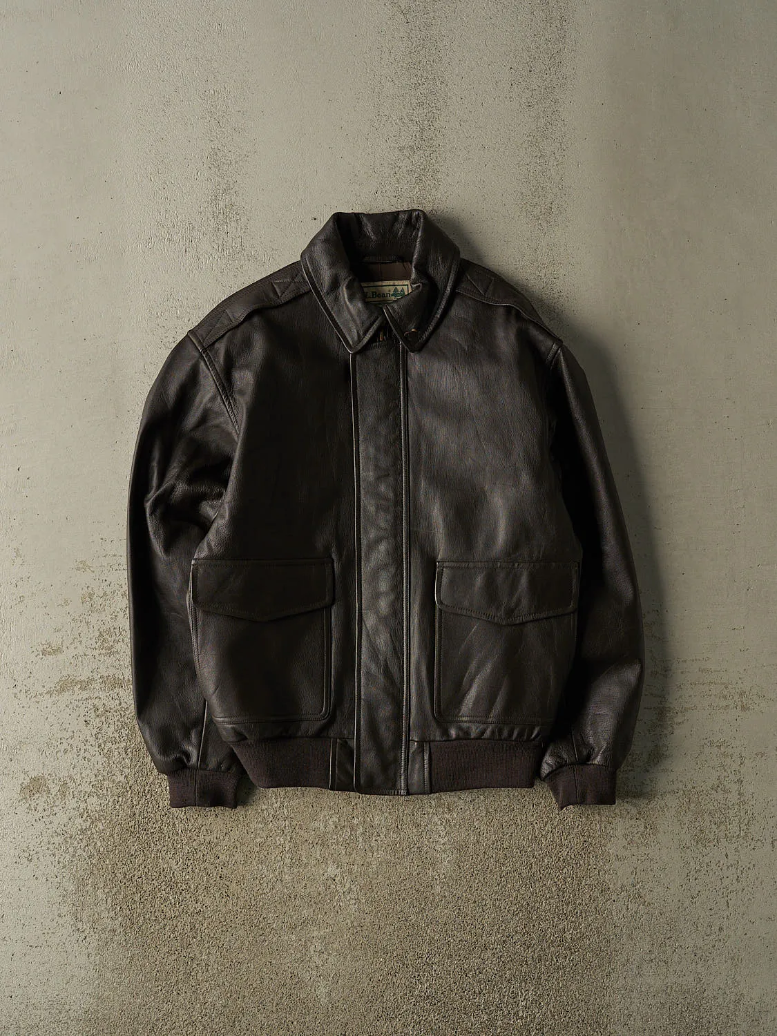 Vintage 90s Brown LL Bean Aviator Leather Jacket (M/L) sold by Rebalance Vintage