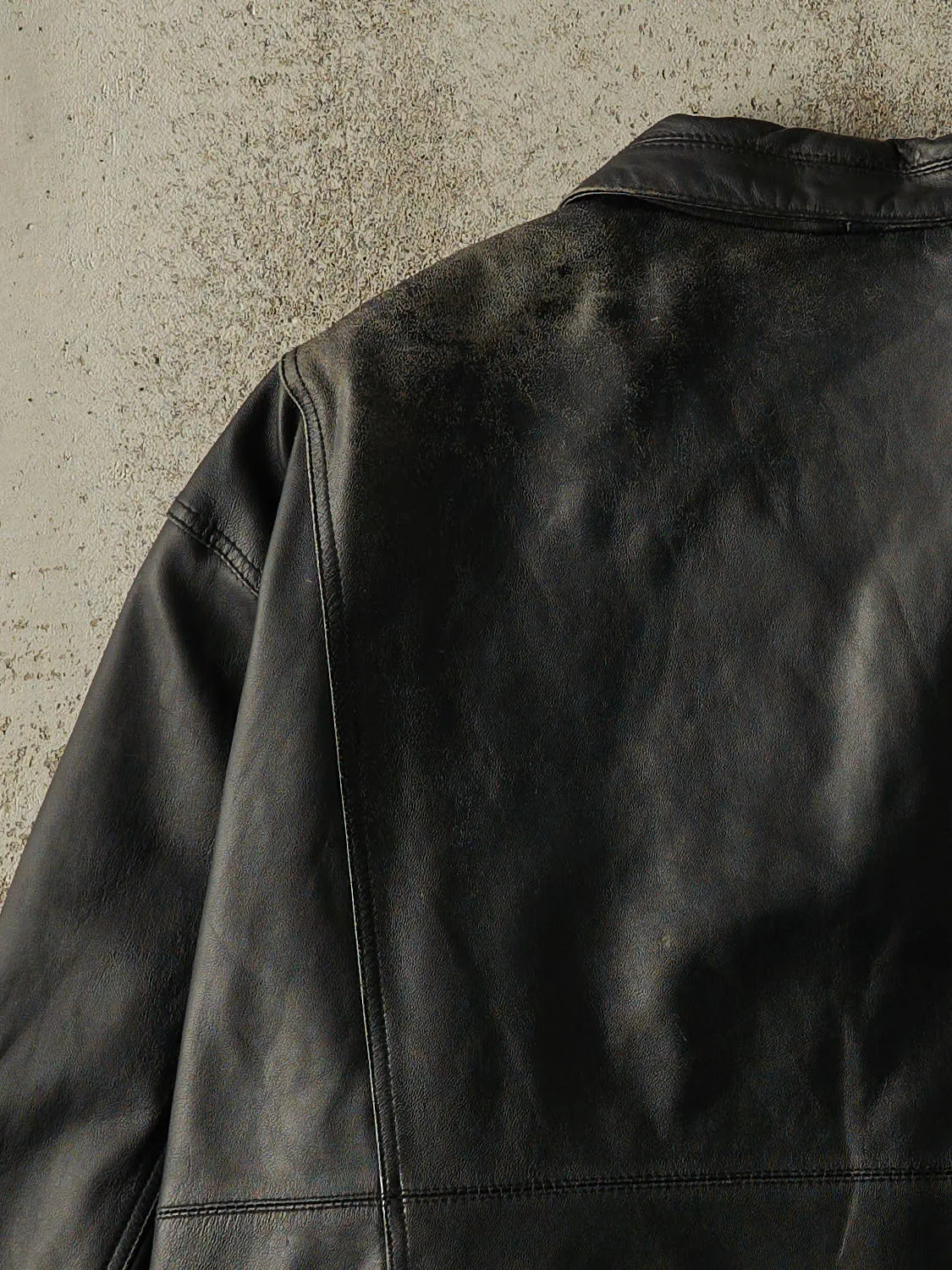 Vintage Y2K Black Denver Hayes Leather Bomber Jacket (XL/XXL) sold by Rebalance Vintage product image thumbnail 4