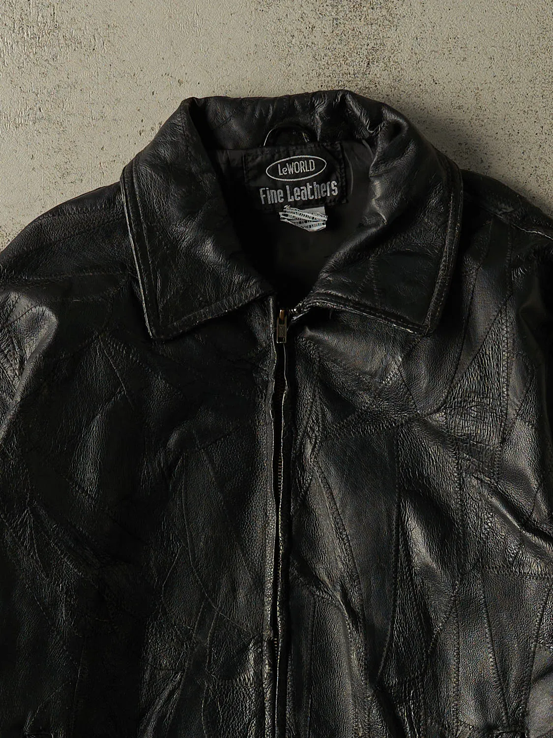 Vintage 90s Black Leather Bomber Jacket (M/L) sold by Rebalance Vintage product image thumbnail 3