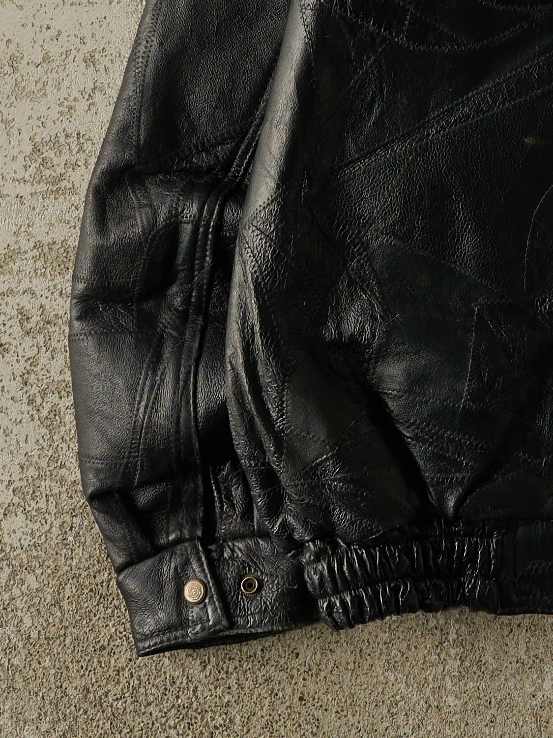 Vintage 90s Black Leather Bomber Jacket (M/L) sold by Rebalance Vintage product image thumbnail 4