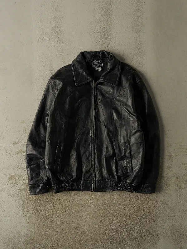 Vintage 90s Black Leather Bomber Jacket (M/L) made by Rebalance Vintage