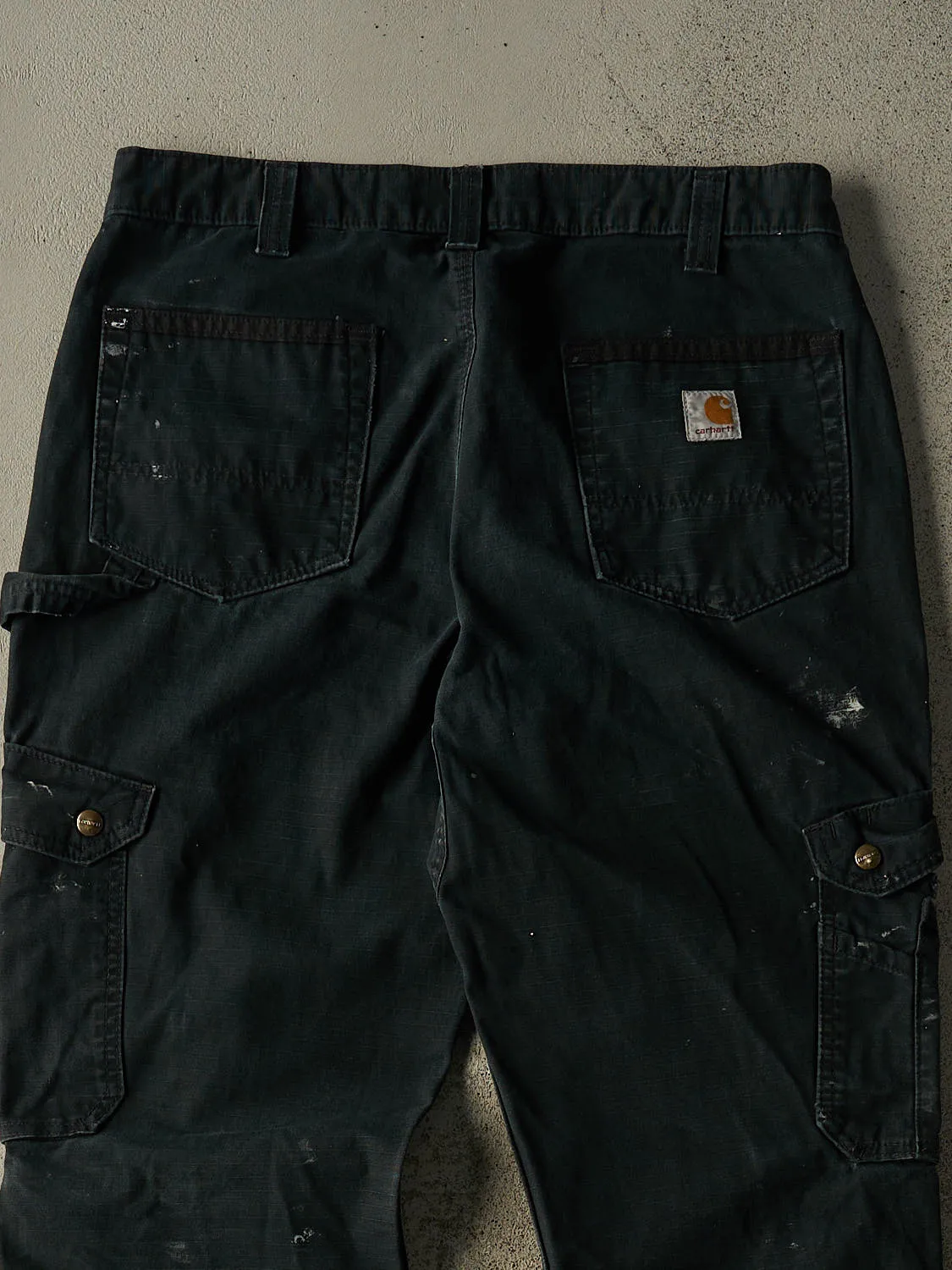 Vintage Y2K Faded Black Carhartt Double Knee Carpenter Cargo Pants (34x31.5) sold by Rebalance Vintage product image thumbnail 5