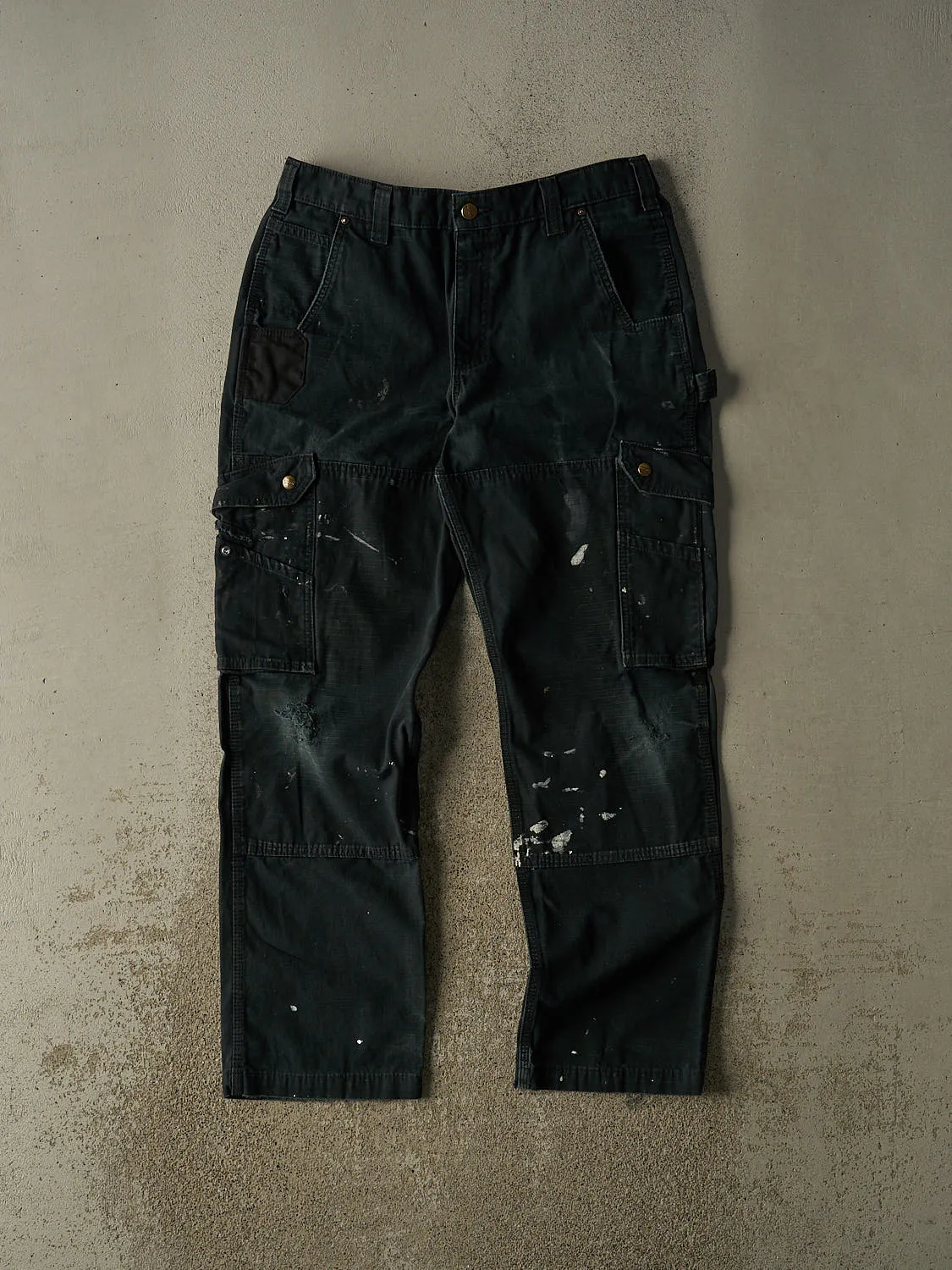 Vintage Y2K Faded Black Carhartt Double Knee Carpenter Cargo Pants (34x31.5) sold by Rebalance Vintage