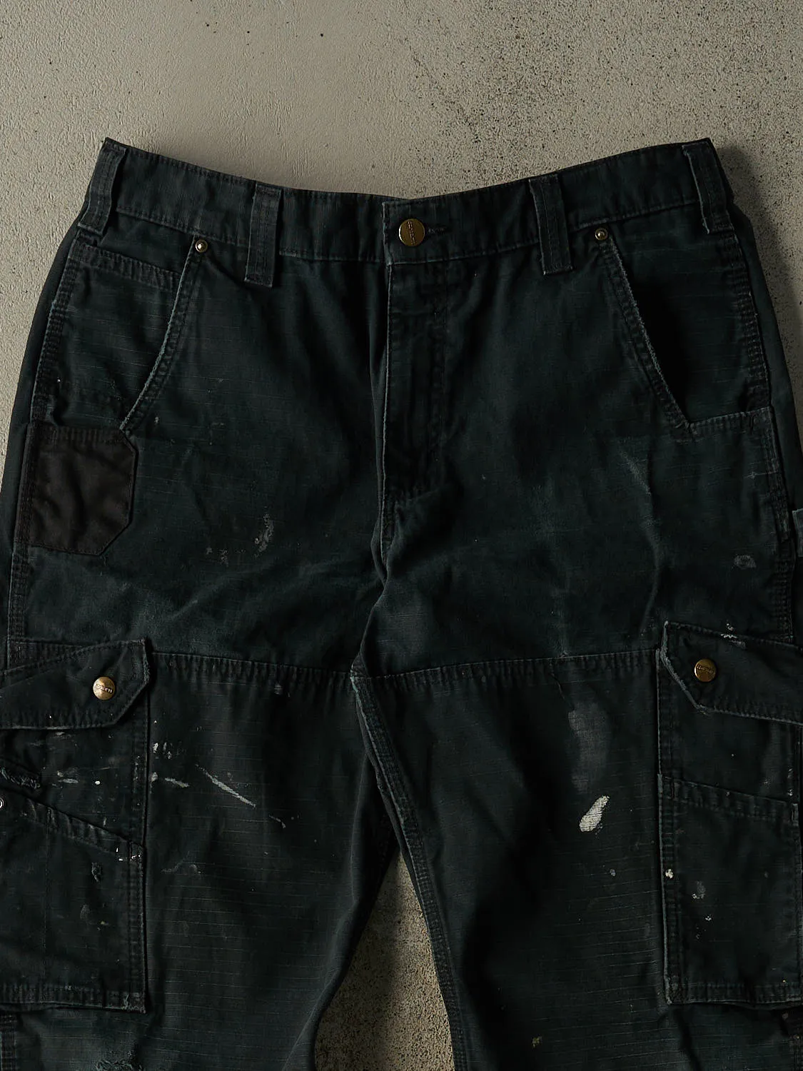 Vintage Y2K Faded Black Carhartt Double Knee Carpenter Cargo Pants (34x31.5) sold by Rebalance Vintage product image thumbnail 4