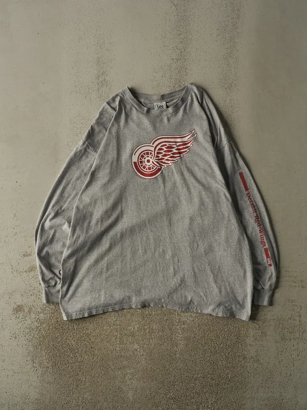 Vintage Y2K Grey Detroit Red Wings Long Sleeve (XL) made by Rebalance Vintage