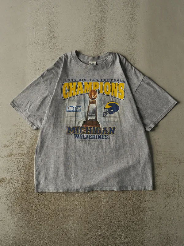 Vintage 03' Grey University of Michigan Wolverines Football Champions Tee (XL) made by Rebalance Vintage