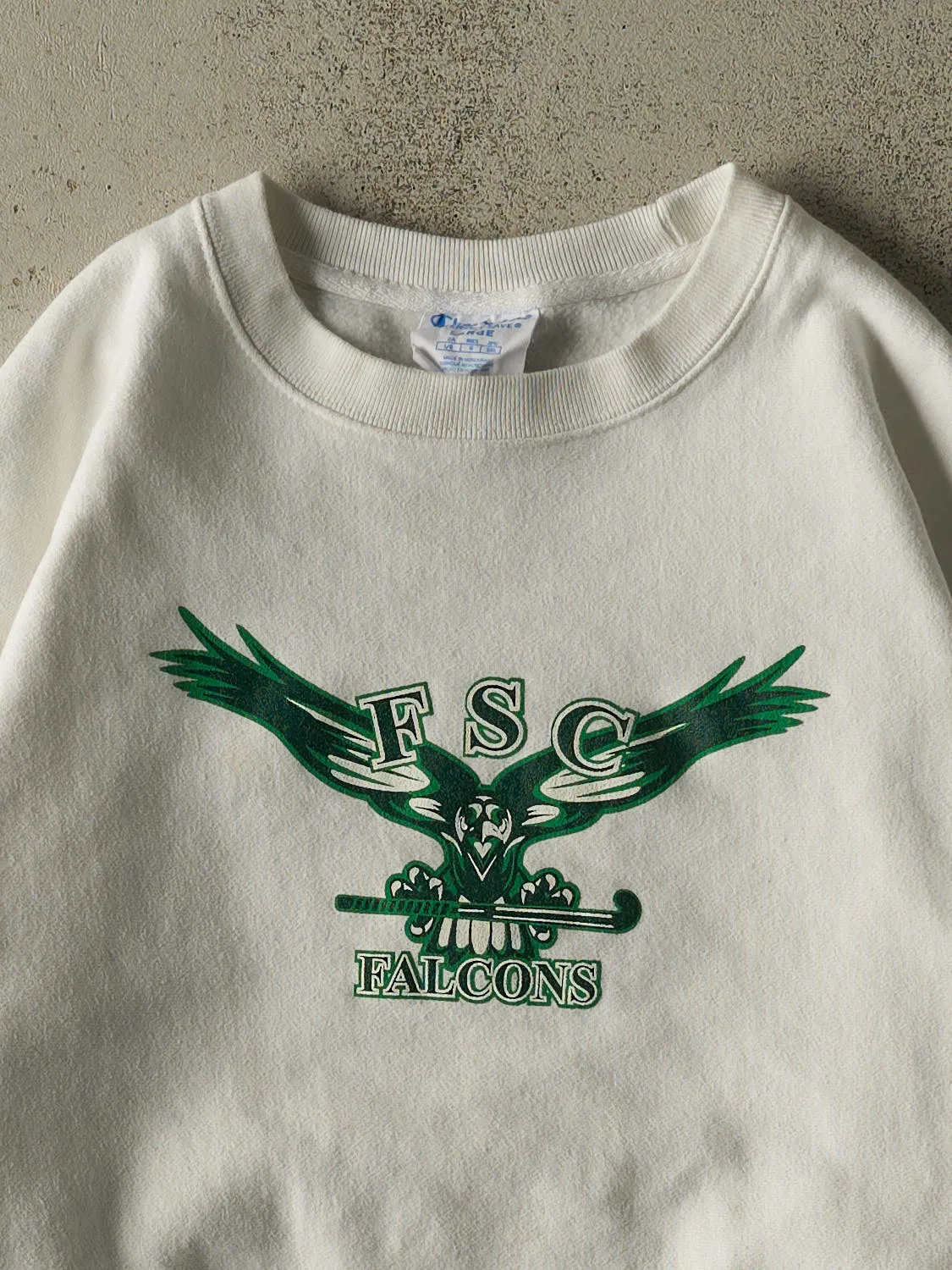 Vintage Y2K White Champion Reverse Weave FSC Falcons Crewneck (L/XL) sold by Rebalance Vintage product image thumbnail 2