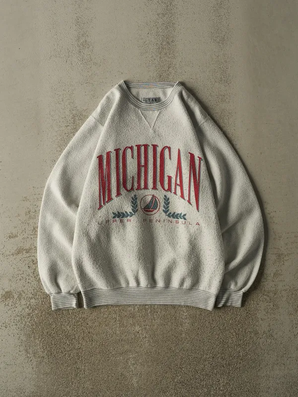 Vintage 90s Heather Grey Michigan Inside Out Crewneck (M/L) made by Rebalance Vintage