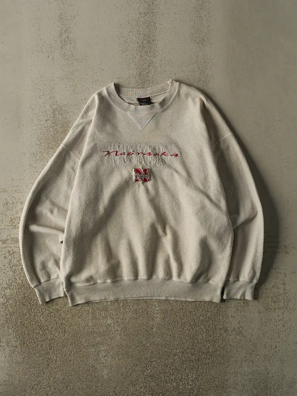 Vintage 90s Heather Grey University of Nebraska Cornhuskers Inside Out Crewneck (XL) made by Rebalance Vintage