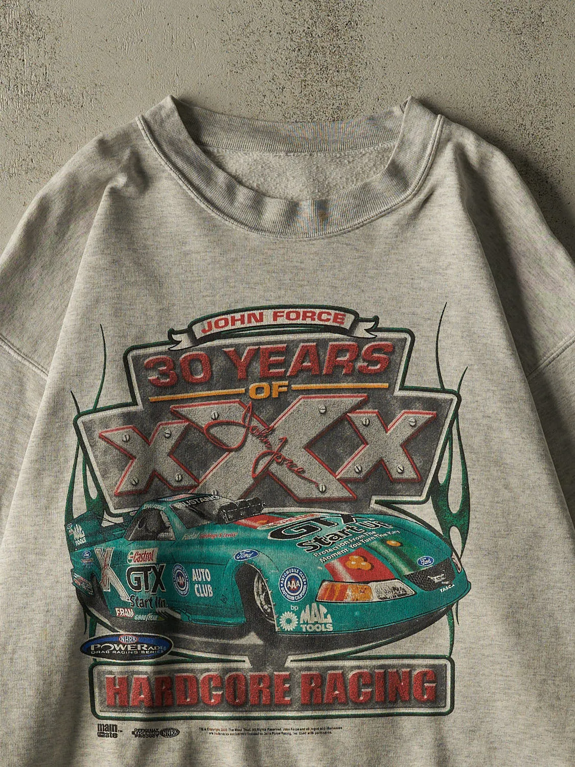 Vintage 05' Heather Grey John Force Racing Crewneck (XL/XXL) sold by Rebalance Vintage product image thumbnail 2