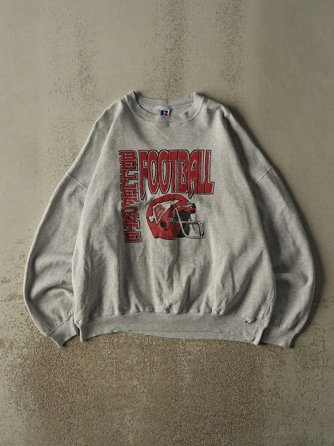 Vintage 90s Heather Grey Russell Athletic Bellefonte Football Crewneck (XXL) sold by Rebalance Vintage