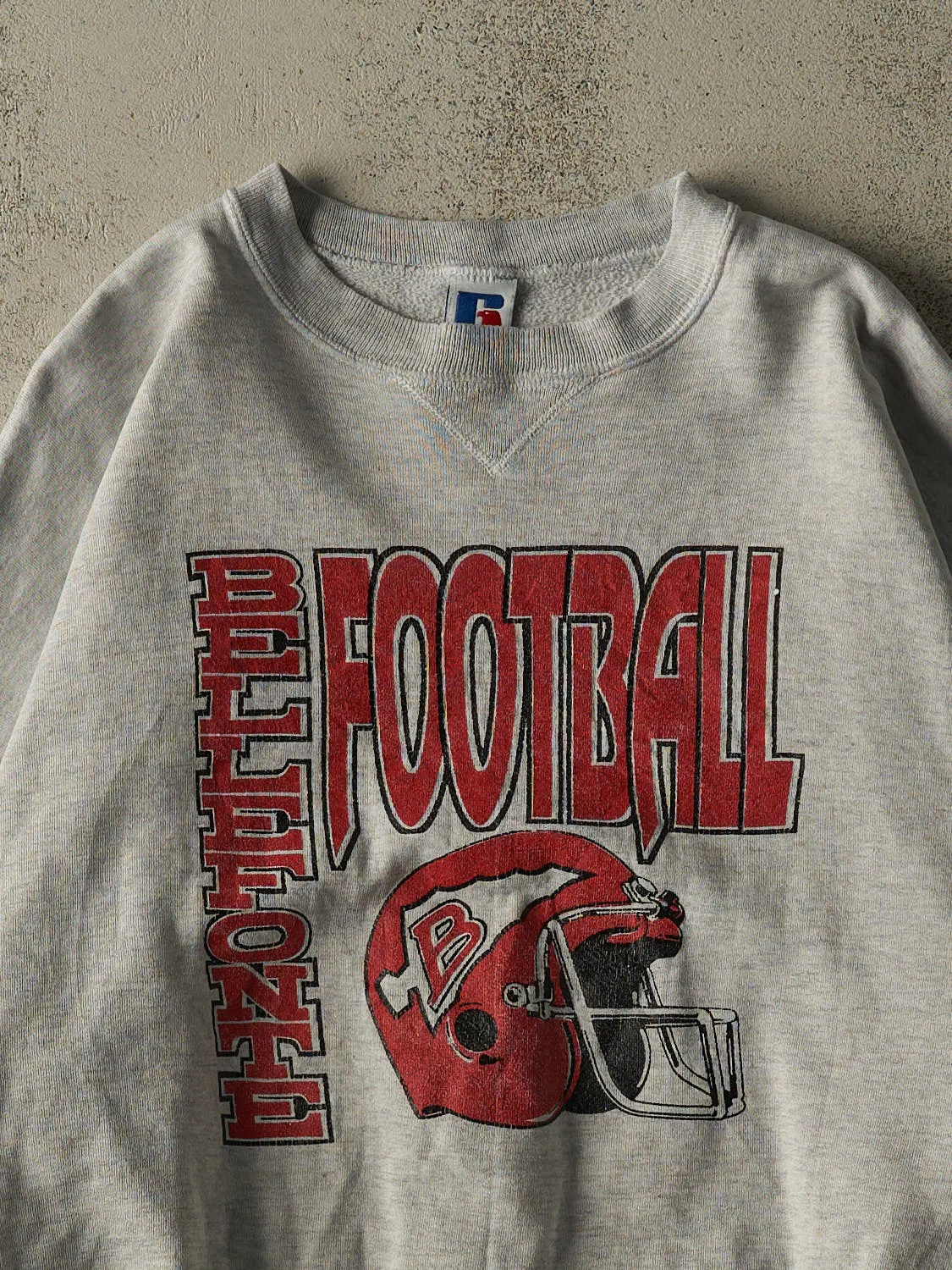 Vintage 90s Heather Grey Russell Athletic Bellefonte Football Crewneck (XXL) sold by Rebalance Vintage product image thumbnail 2