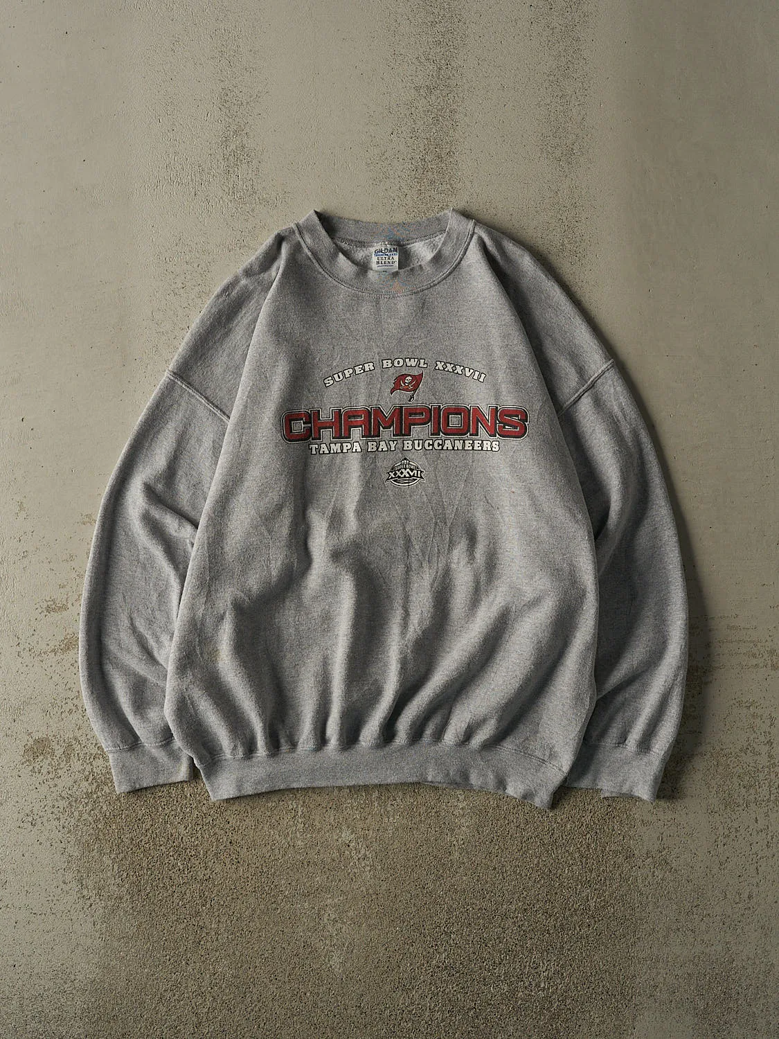 Vintage Y2K Grey Tampa Bay Buccaneers Super Bowl XXXVII Champions Crewneck (XXL/XXXL) sold by Rebalance Vintage