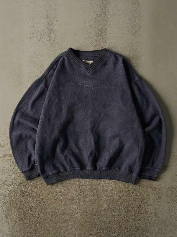 Vintage 90s Navy Blue Marquette University Textured Crewneck (L) made by Rebalance Vintage