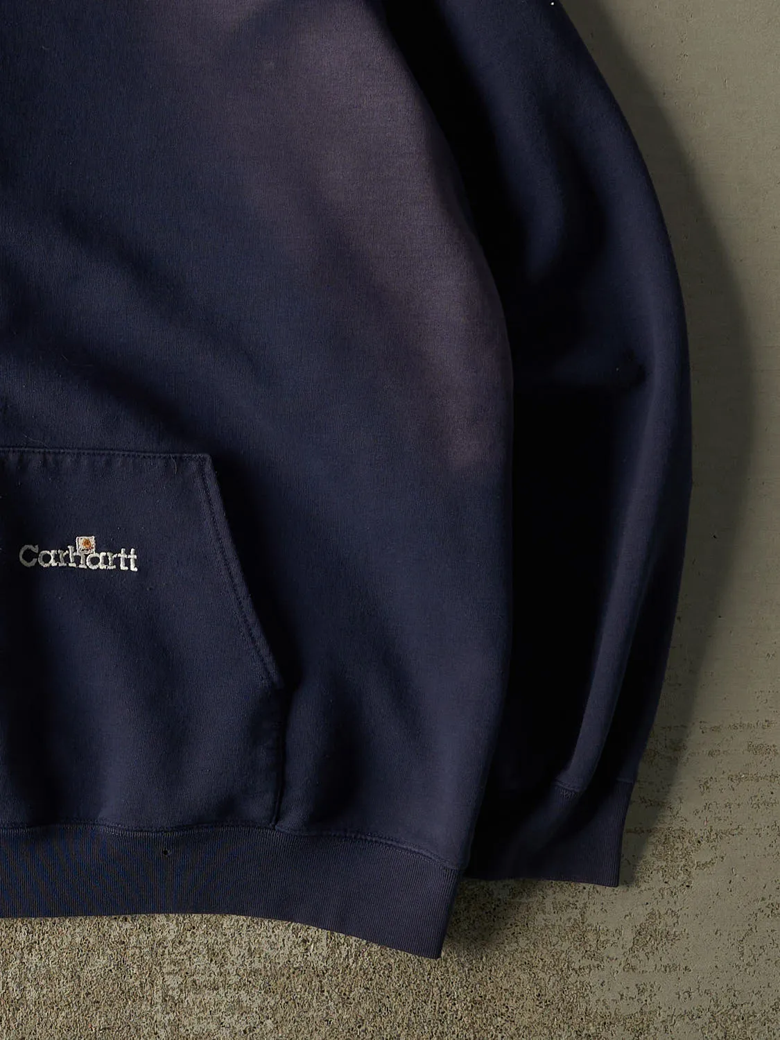 Vintage 90s Sun Faded Navy Carhartt Embroidered Hoodie (XXXL) sold by Rebalance Vintage product image thumbnail 3