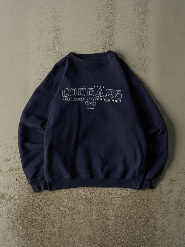 Vintage 90s Navy Blue Mount Vernon Nazarene University Crewneck (M/L) made by Rebalance Vintage