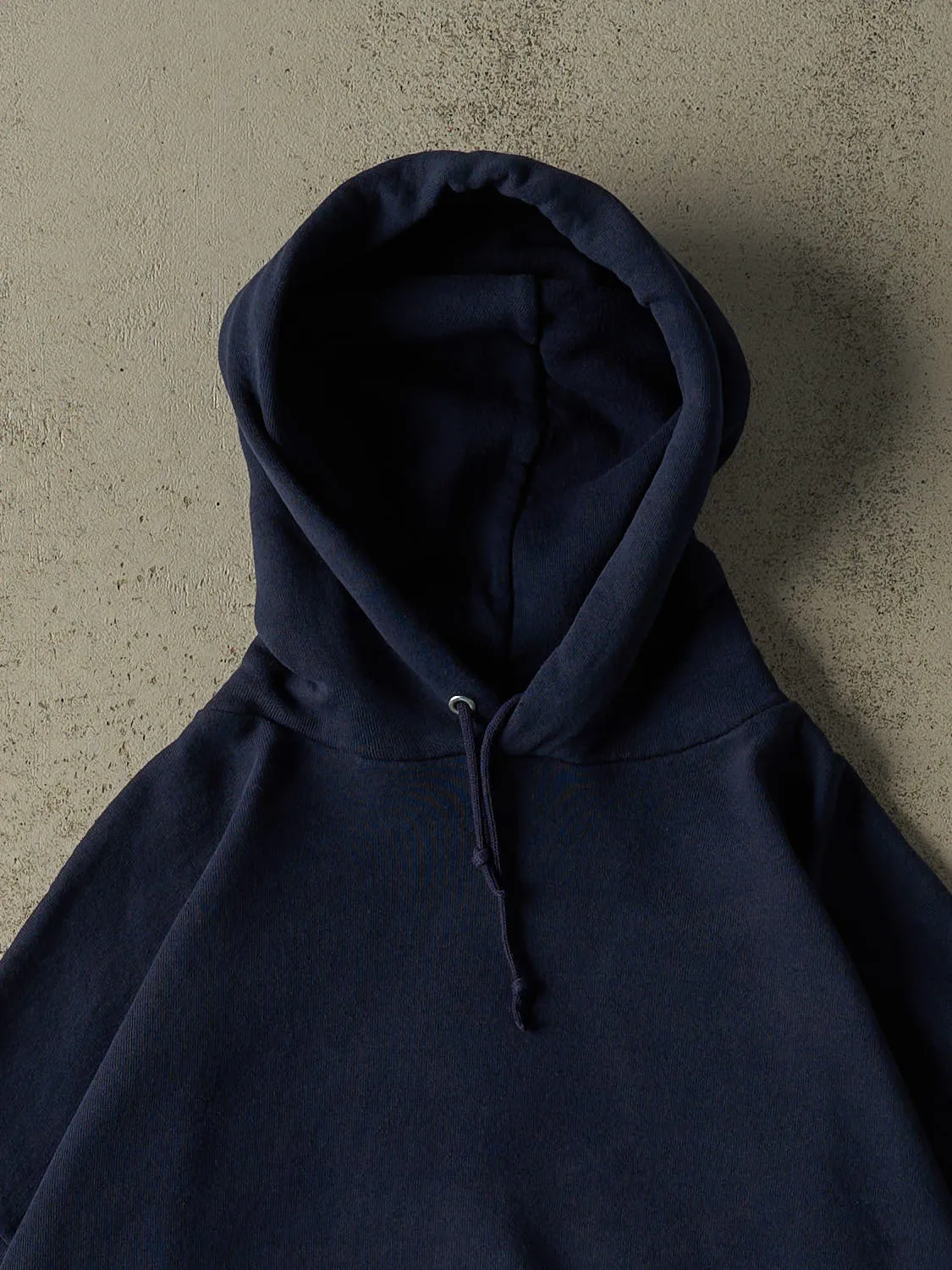 Vintage 90s Navy Blue Blank Hoodie (XXL) sold by Rebalance Vintage product image thumbnail 2