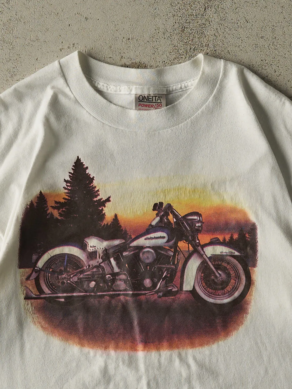 Vintage 90s White Motorcycle Single Stitch Tee (M) sold by Rebalance Vintage product image thumbnail 2