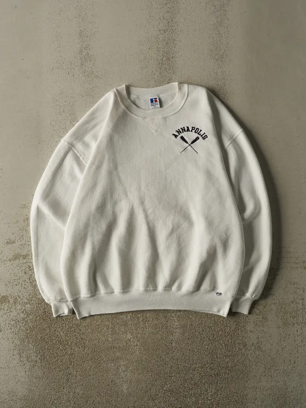 Vintage 90s White Russell Athletic Annapolis Crewneck (XL/XXL) made by Rebalance Vintage