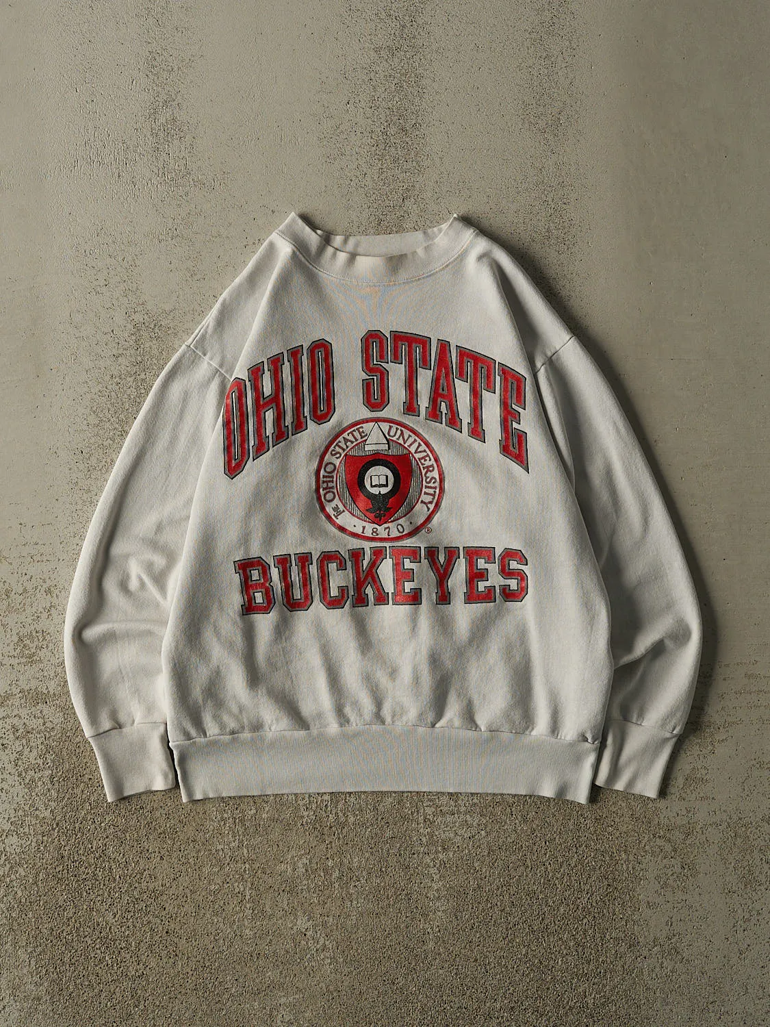 Vintage 90s Beige Ohio State University Crewneck (S) sold by Rebalance Vintage