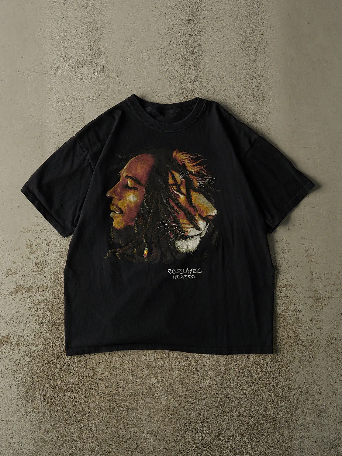 Vintage Y2K Black Bob Marley Cozumel Mexico Tee (L) sold by Rebalance Vintage