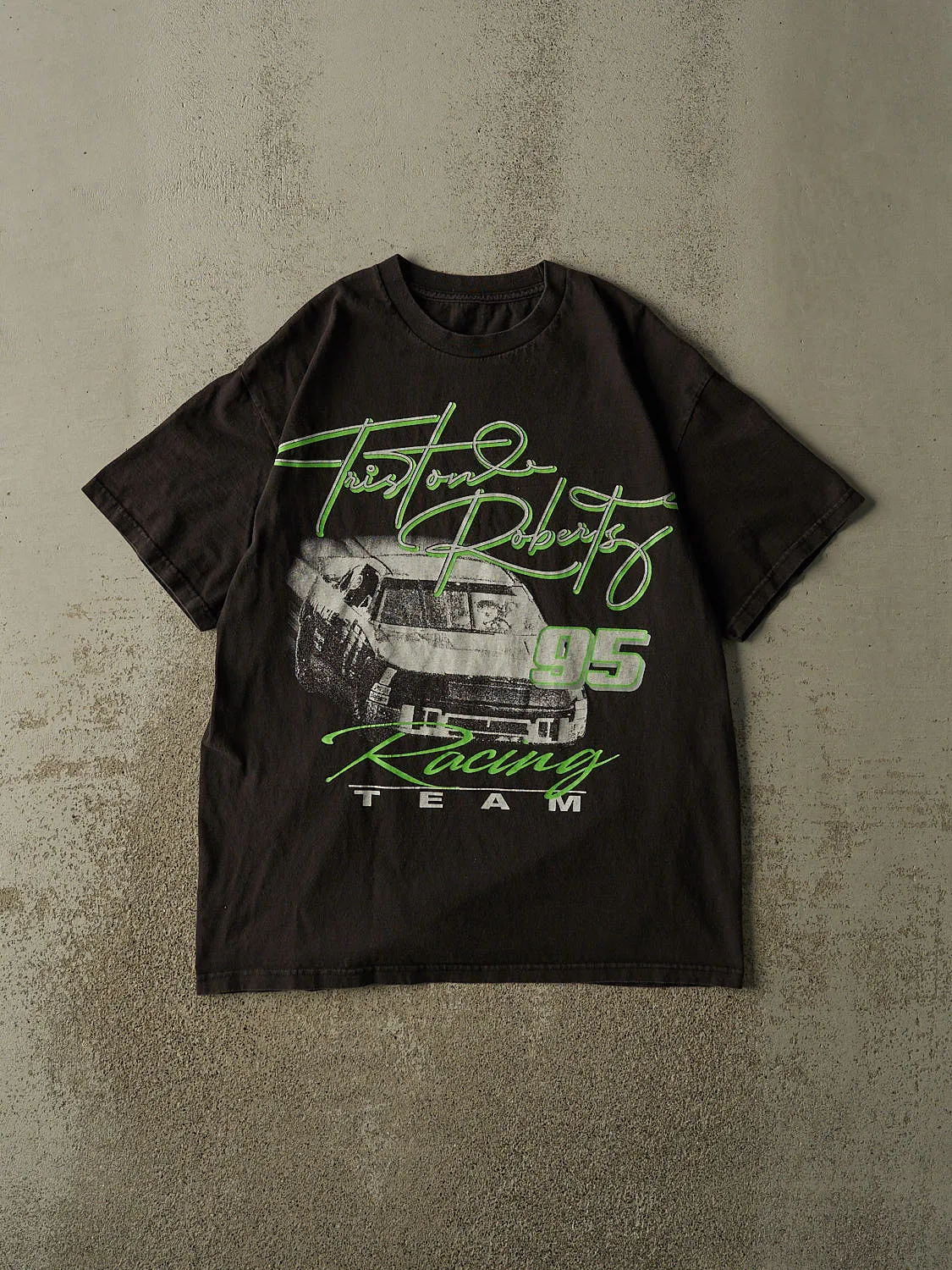 Vintage Y2K Black Tristan Roberts Racing Tee (L) sold by Rebalance Vintage