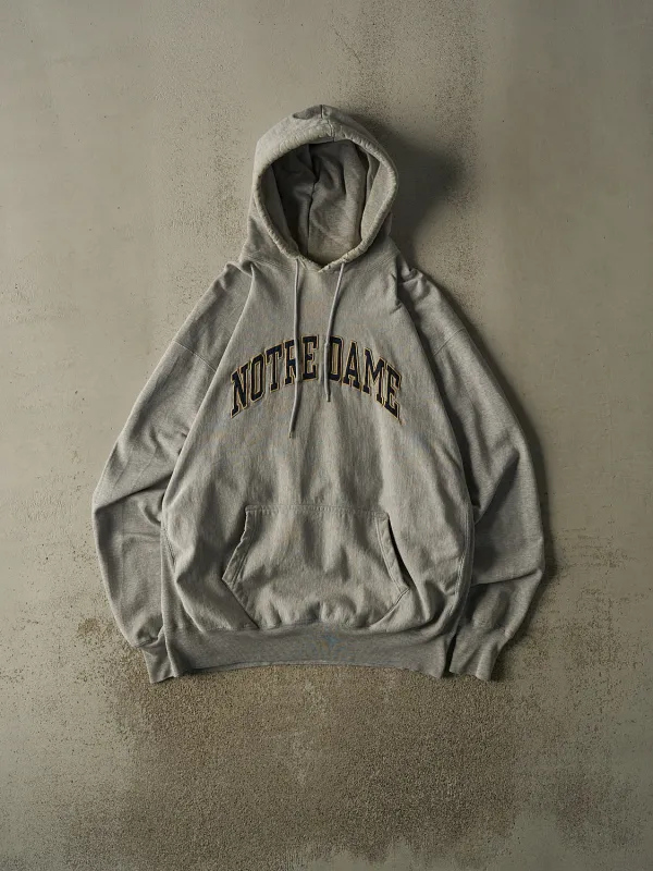 Vintage 90s Grey University of Notre Dame Hoodie (XXL) made by Rebalance Vintage
