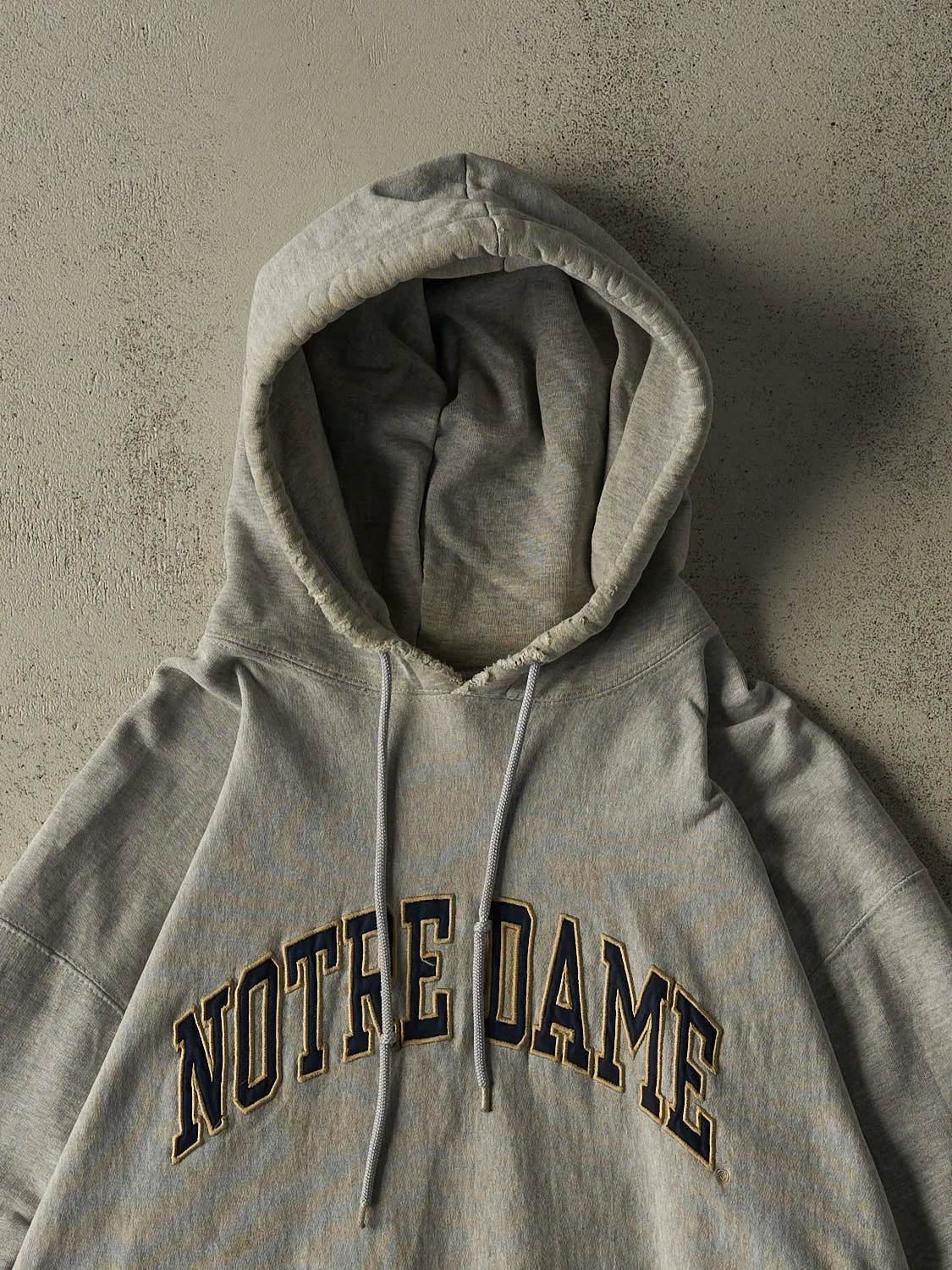 Vintage 90s Grey University of Notre Dame Hoodie (XXL) sold by Rebalance Vintage product image thumbnail 2