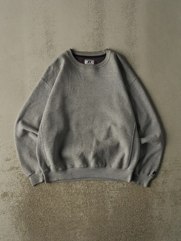 Vintage Y2K Grey Russell Athletics Blank Crewneck (L/XL) made by Rebalance Vintage