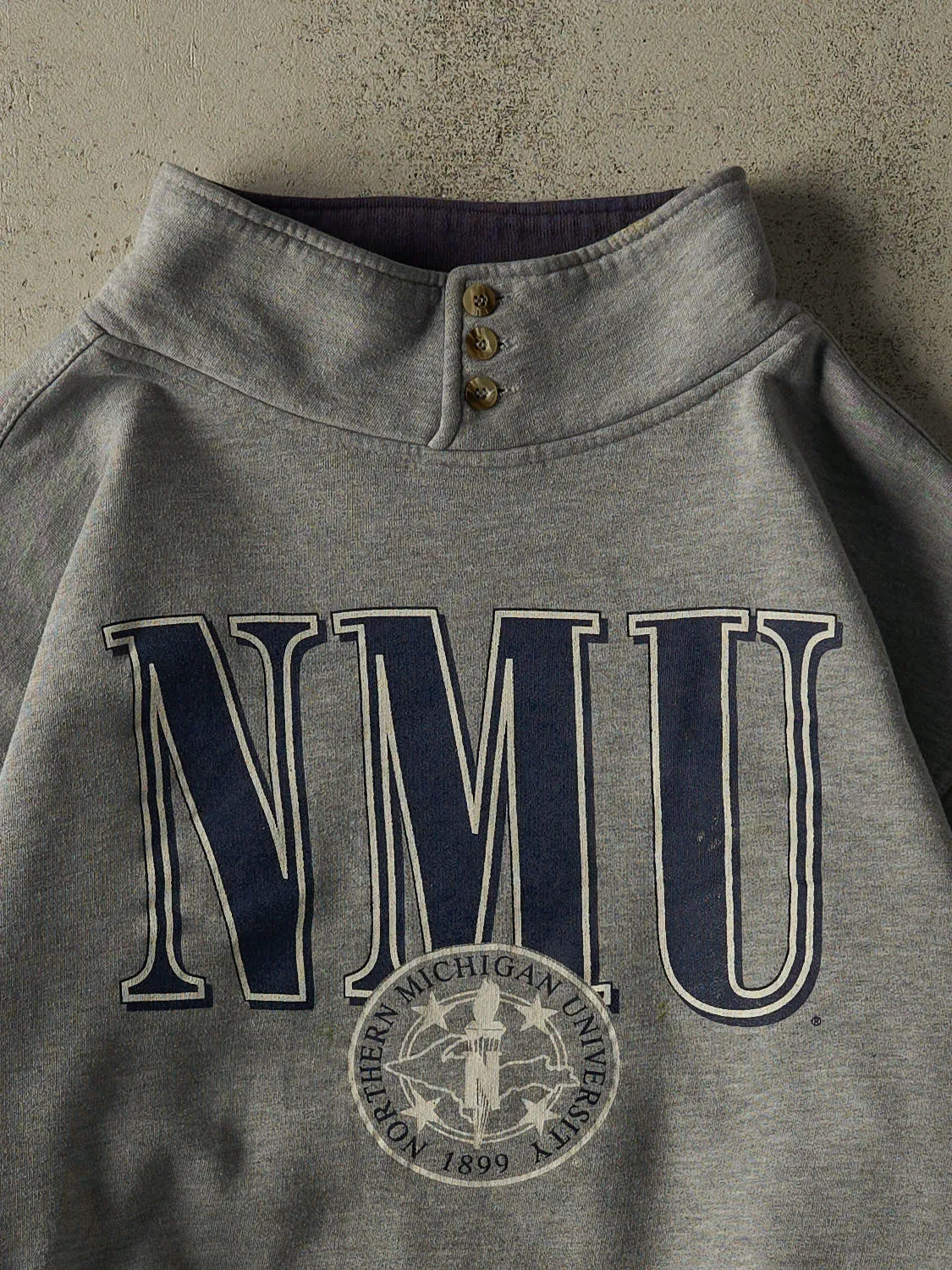 Vintage 90s Grey Northern Michigan University Quarter Button Sweater (M/L) sold by Rebalance Vintage product image thumbnail 3