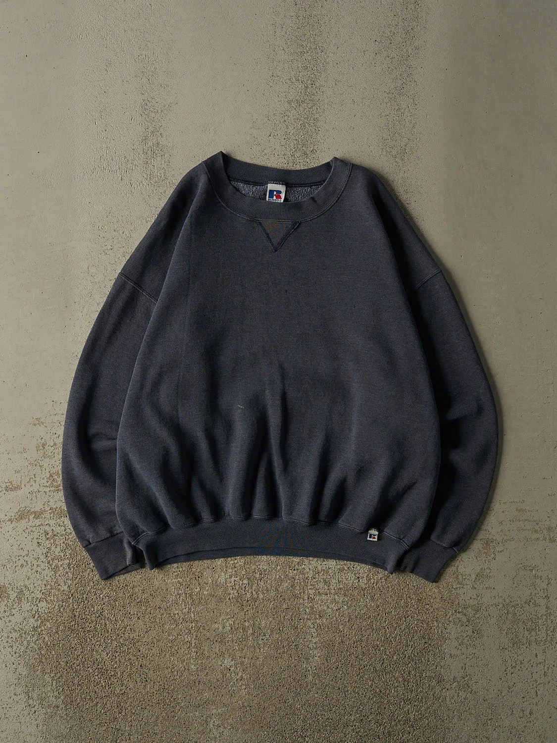 Vintage 90s Navy Blue Russell Athletics Blank Crewneck (XL/XXL) sold by Rebalance Vintage