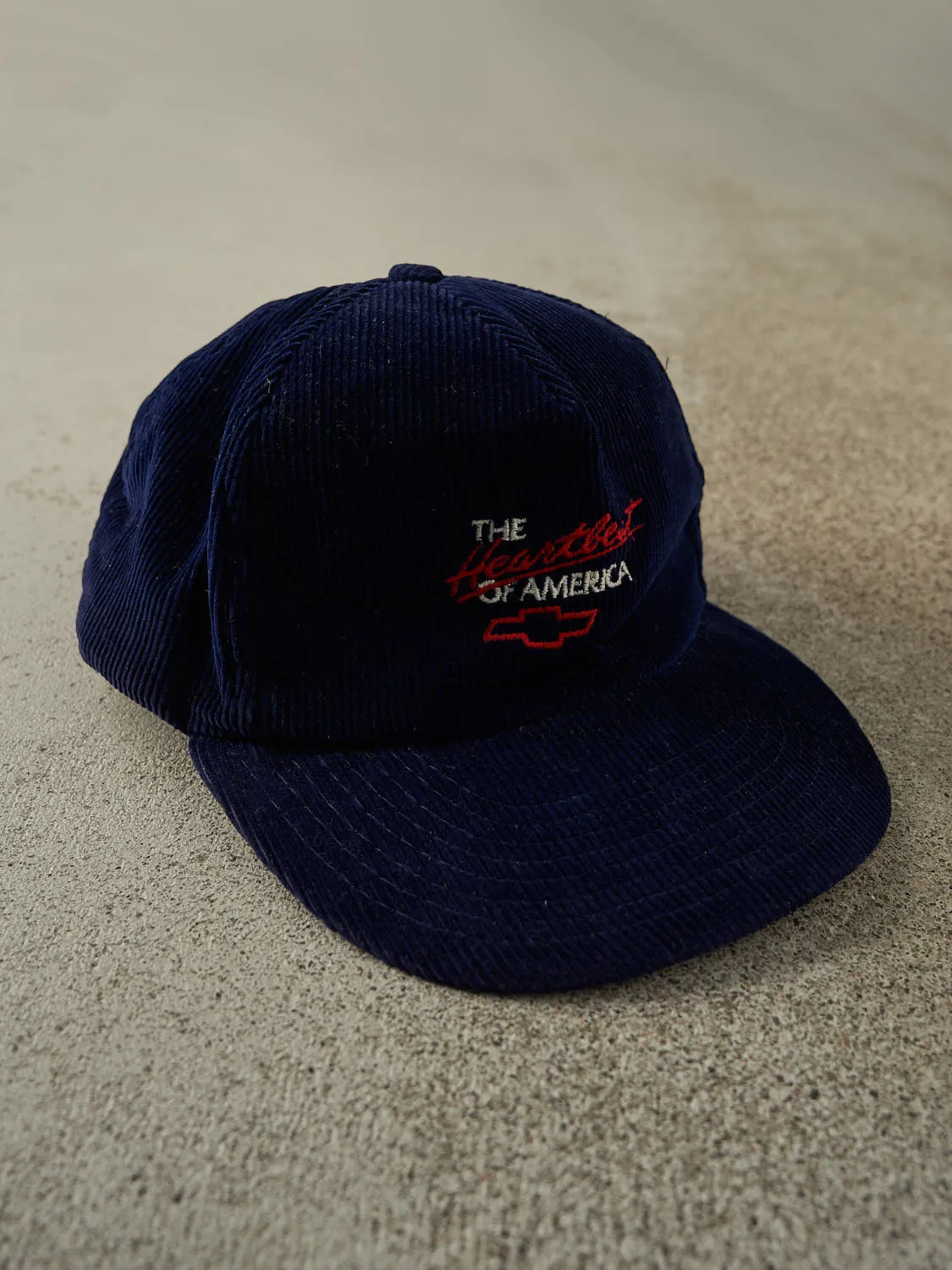 Vintage 80s Navy Blue Chevrolet The Heartbeat of America Corduroy Snapback (O/S) sold by Rebalance Vintage product image thumbnail 3