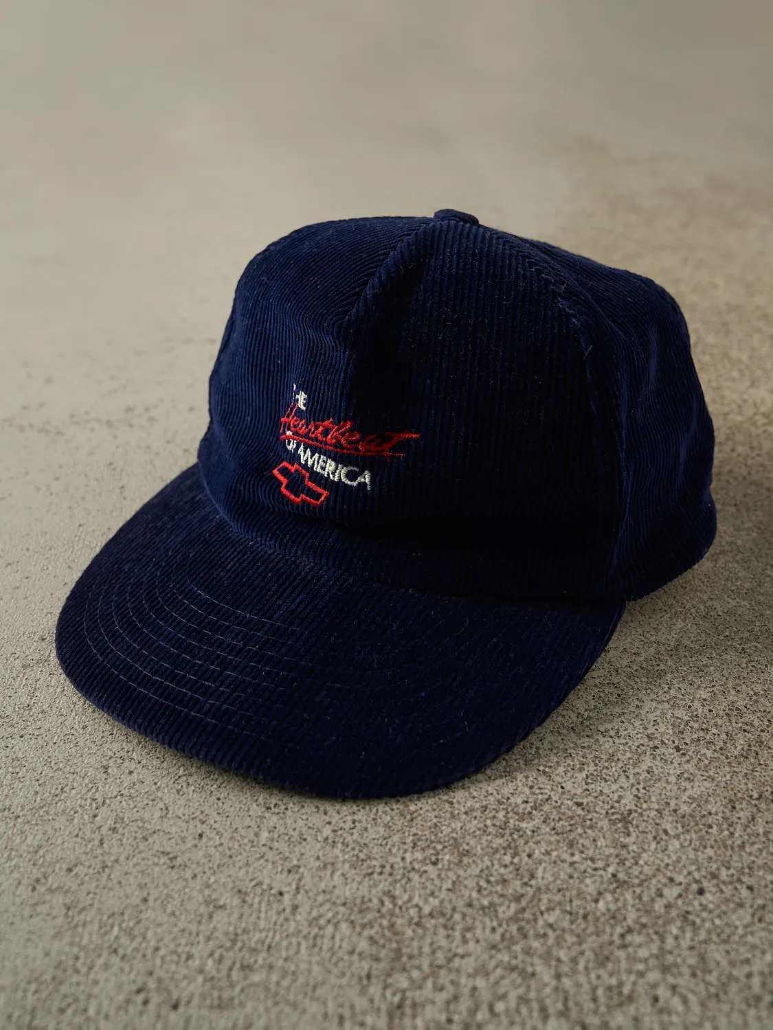 Vintage 80s Navy Blue Chevrolet The Heartbeat of America Corduroy Snapback (O/S) sold by Rebalance Vintage product image thumbnail 2