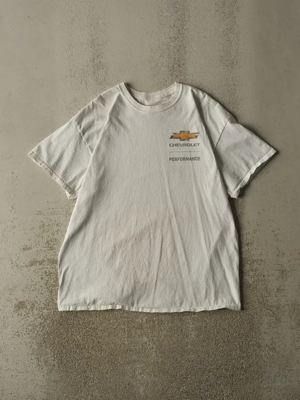 Vintage Y2K White Chevrolet Performance Tee (L/XL) made by Rebalance Vintage