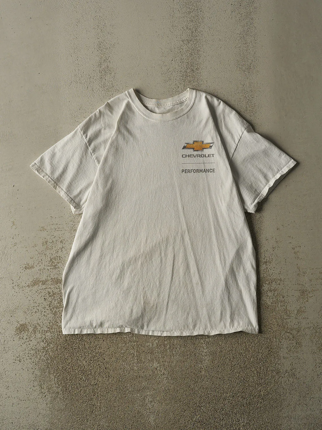 Vintage Y2K White Chevrolet Performance Tee (L/XL) sold by Rebalance Vintage
