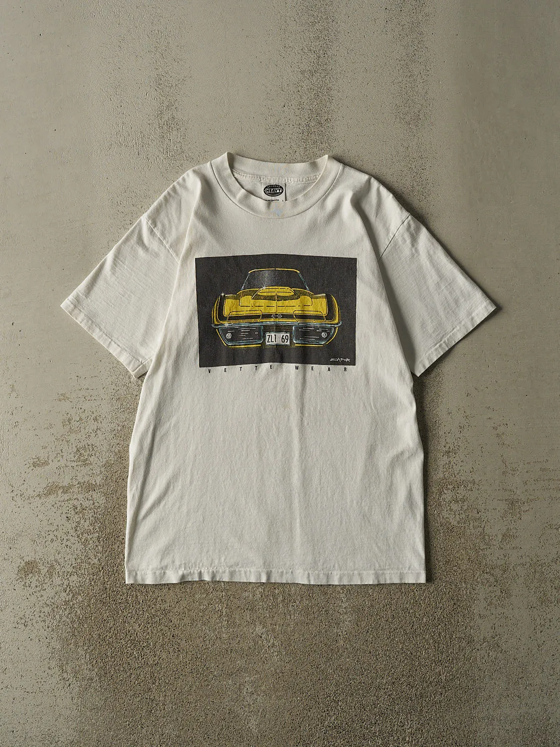 Vintage 90s White Chevrolet Corvette Single Stitch Tee (L) sold by Rebalance Vintage