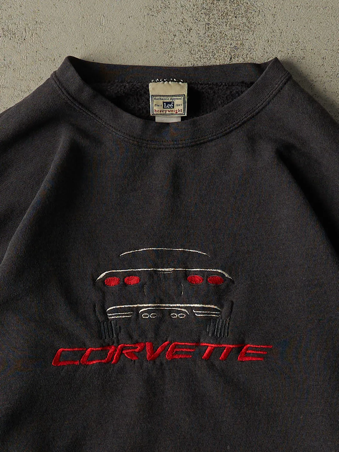 Vintage 90s Charcoal Grey Chevrolet Corvette Embroidered Crewneck (XL) sold by Rebalance Vintage product image thumbnail 2