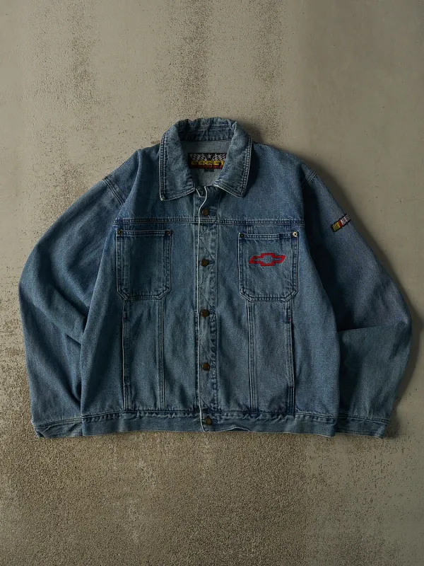 Vintage 90s Light Wash Chevrolet Nascar Denim Jacket (M/L) made by Rebalance Vintage