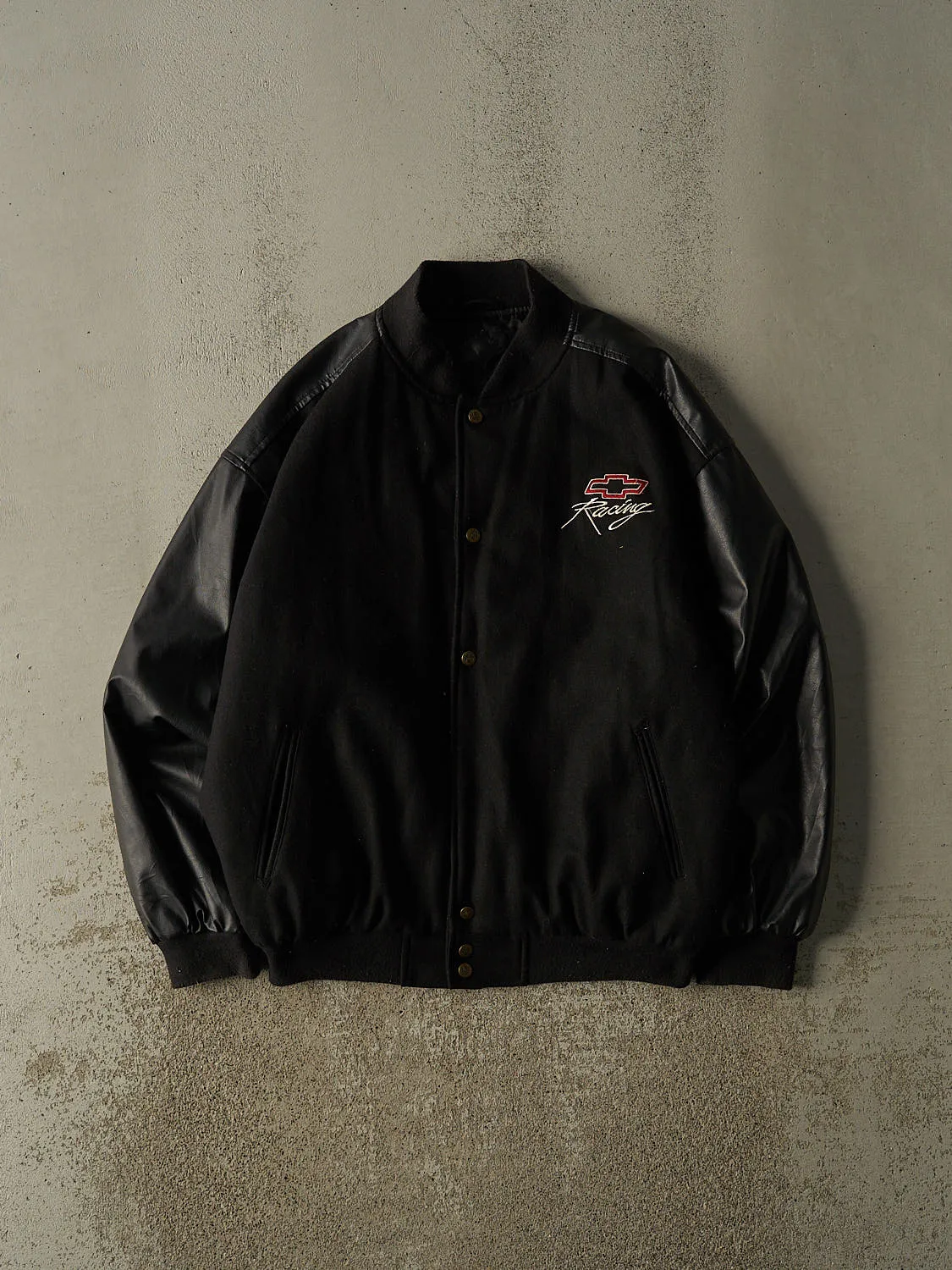 Vintage 90s Black Chevrolet Racing Varsity Jacket (L/XL) sold by Rebalance Vintage