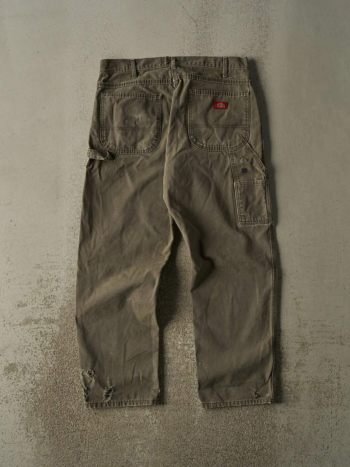 Vintage 90s Sun Faded Green Dickies Carpenter Pants (34x30) sold by Rebalance Vintage product image thumbnail 3