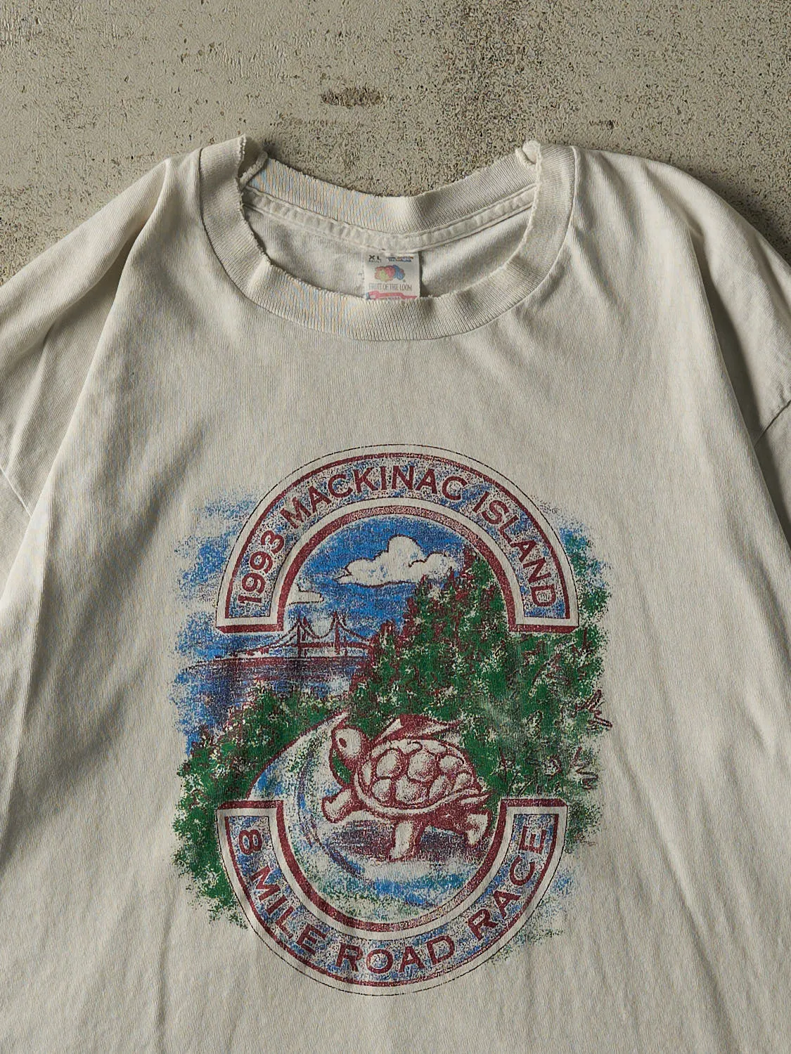 Vintage 90s Beige Mackinac Island 8 Mile Road Race Single Stitch Tee (XL) sold by Rebalance Vintage product image thumbnail 2
