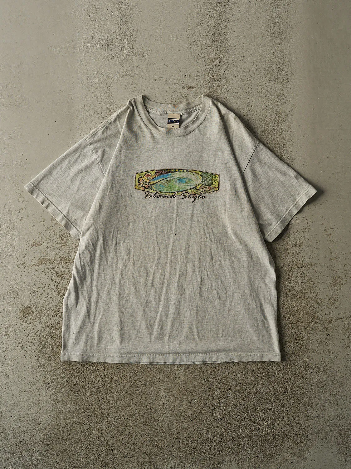 Vintage 90s Heather Grey Ocean Pacific Tee (L/XL) sold by Rebalance Vintage