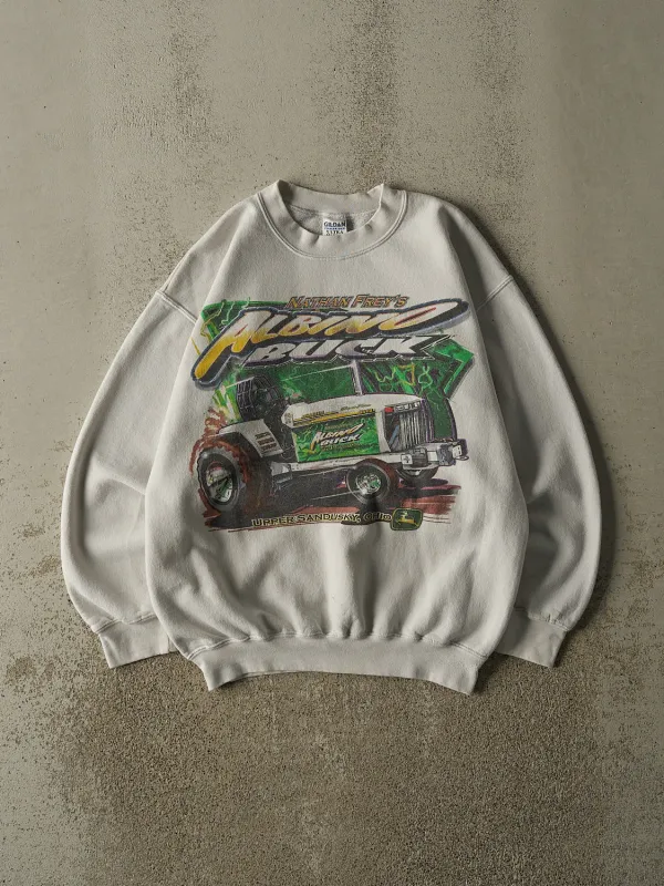 Vintage Y2K Beige John Deere Nathan Frey's Tractor Crewneck (M) made by Rebalance Vintage
