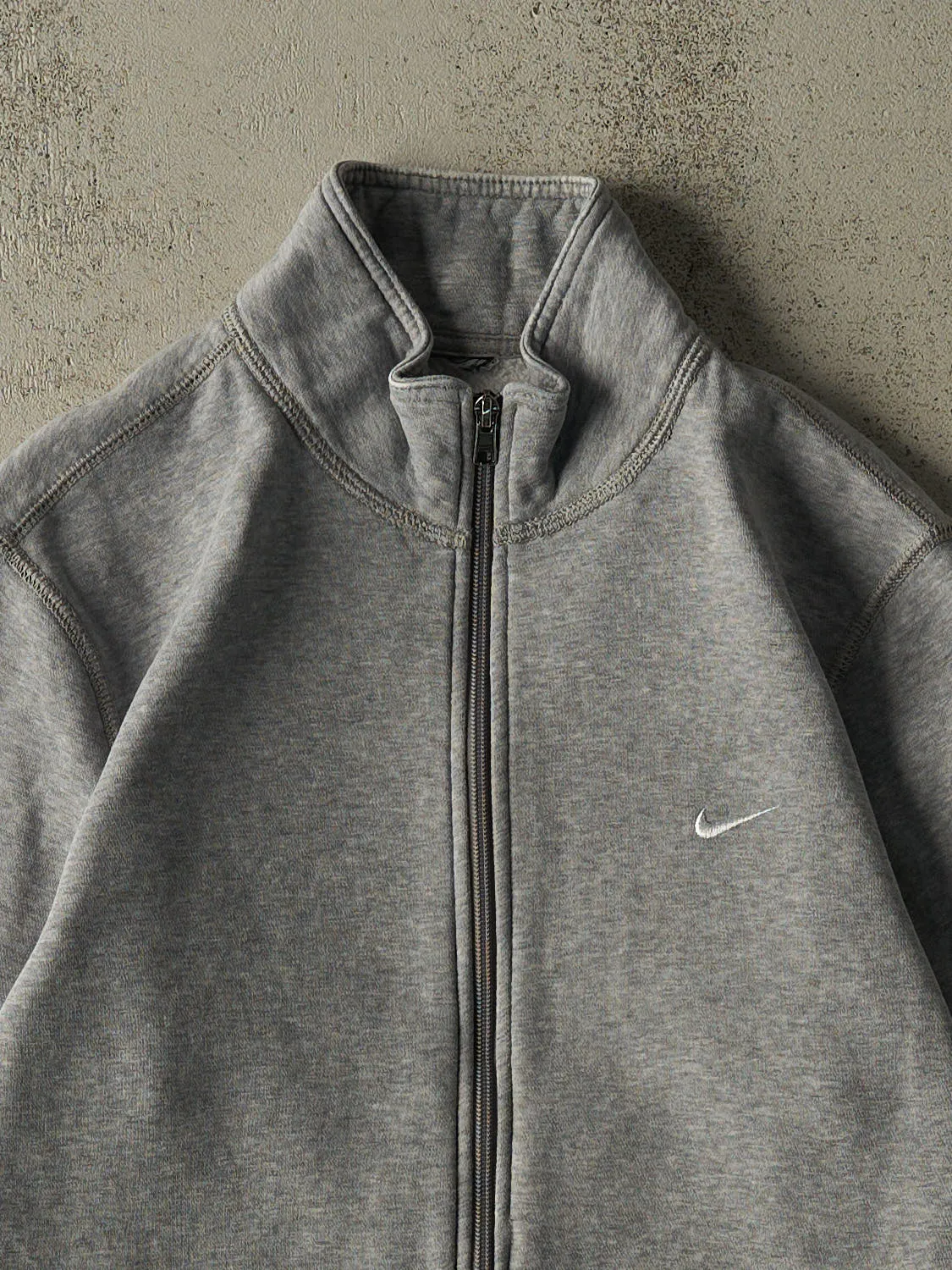 Vintage Y2K Grey Nike Swoosh Zip Up Sweater (S/M) sold by Rebalance Vintage product image thumbnail 2