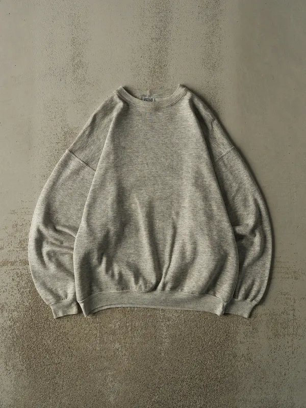 Vintage 90s Heather Grey Blank Crewneck (L/XL) made by Rebalance Vintage