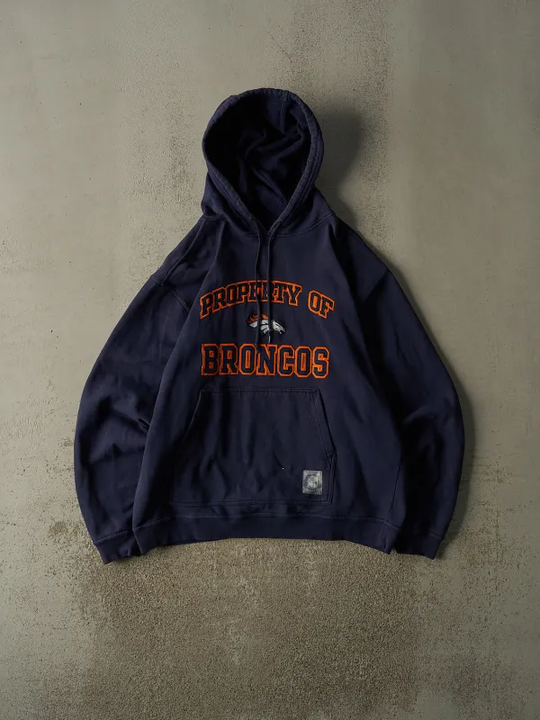 Vintage Y2K Navy Blue Denver Broncos Hoodie (XL/XXL) made by Rebalance Vintage