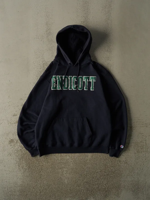 Vintage 90s Navy Blue Endicott Embroidered Hoodie (M) made by Rebalance Vintage