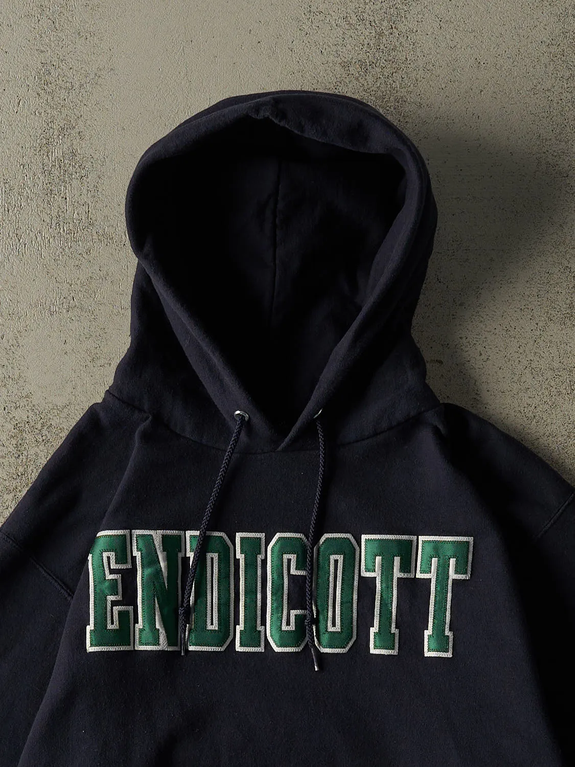 Vintage 90s Navy Blue Endicott Embroidered Hoodie (M) sold by Rebalance Vintage product image thumbnail 2