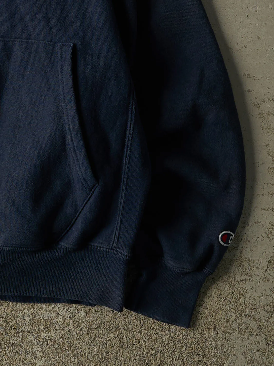 Vintage Y2K Navy Blue Champion Reverse Weave Thomas Titans Lacrosse Hoodie (S/M) sold by Rebalance Vintage product image thumbnail 4