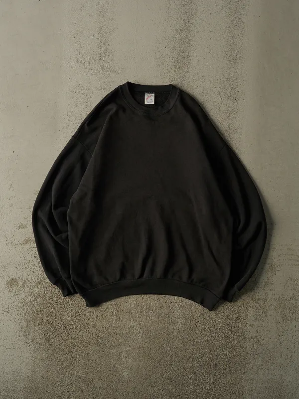 Vintage 90s Faded Black Blank Crewneck (L) made by Rebalance Vintage